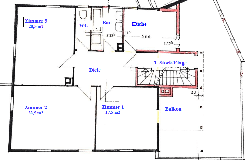 Grundriss Obergeschoss Zimmer Neckarsulm Zimmer Neckarsulm Grundriss im Obergeschoss