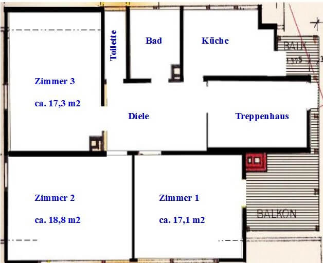 Grundriss Dachgeschoss Zimmer Neckarsulm